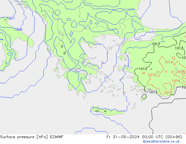 Surface pressure ECMWF Fr 31.05.2024 00 UTC