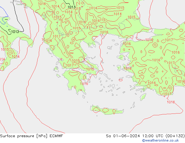 Surface pressure ECMWF Sa 01.06.2024 12 UTC