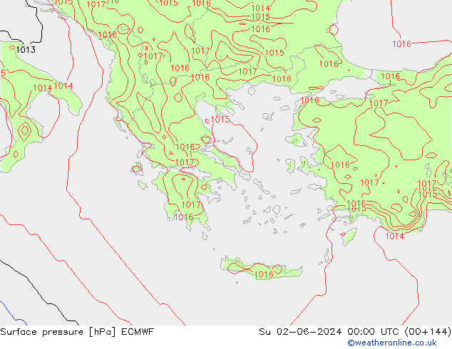 Surface pressure ECMWF Su 02.06.2024 00 UTC