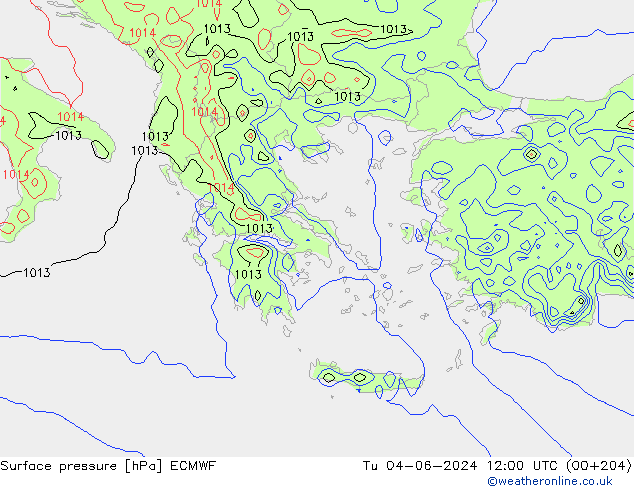 Bodendruck ECMWF Di 04.06.2024 12 UTC