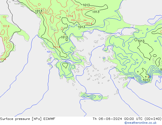 Luchtdruk (Grond) ECMWF do 06.06.2024 00 UTC