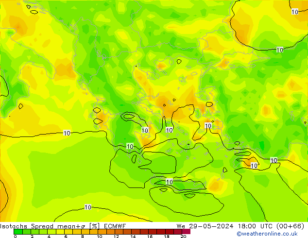 Isotachs Spread ECMWF We 29.05.2024 18 UTC