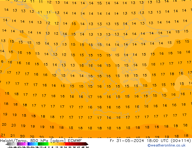 Height/Temp. 850 hPa ECMWF ven 31.05.2024 18 UTC