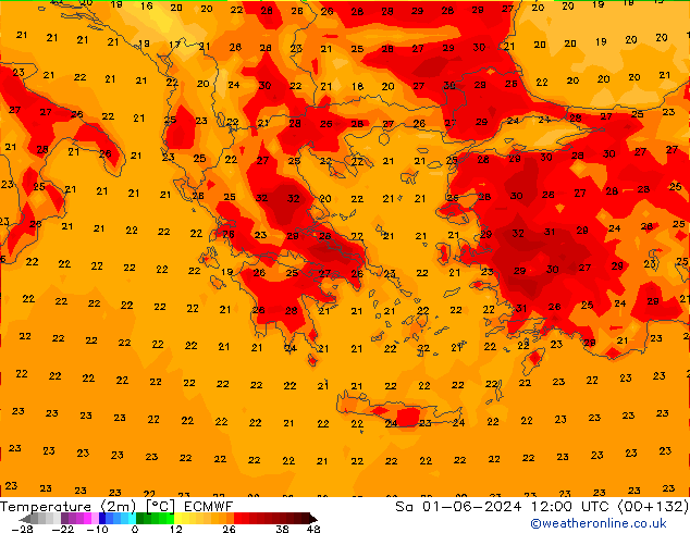 карта температуры ECMWF сб 01.06.2024 12 UTC