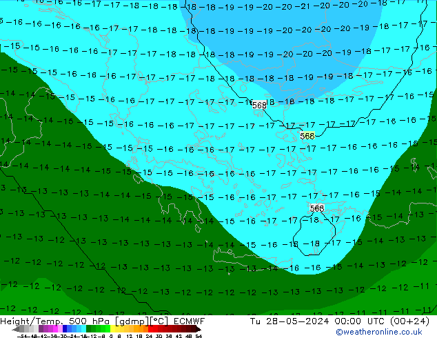 Height/Temp. 500 hPa ECMWF Tu 28.05.2024 00 UTC