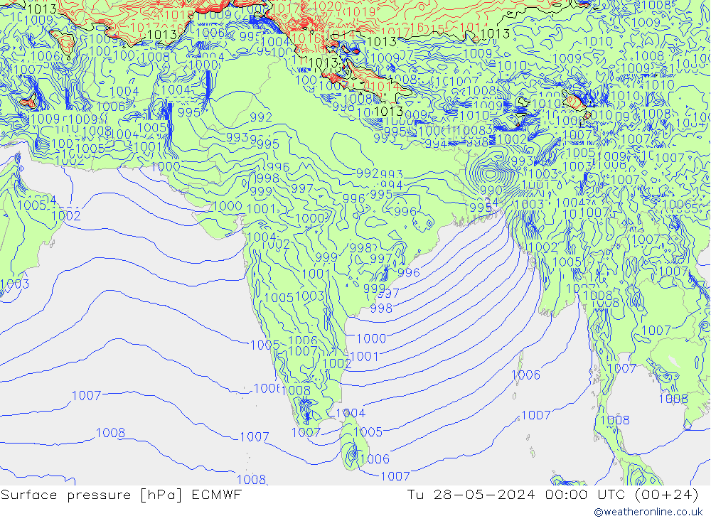 Yer basıncı ECMWF Sa 28.05.2024 00 UTC