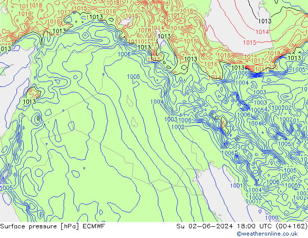 Surface pressure ECMWF Su 02.06.2024 18 UTC