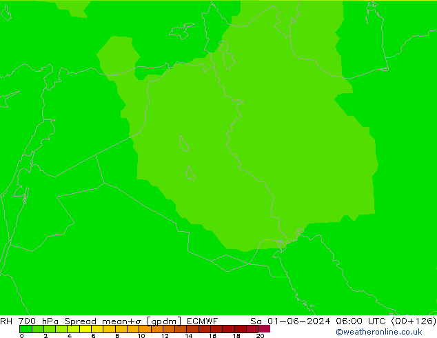 RH 700 hPa Spread ECMWF Sa 01.06.2024 06 UTC