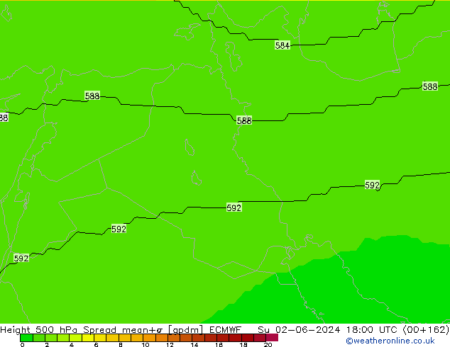 Height 500 hPa Spread ECMWF Su 02.06.2024 18 UTC