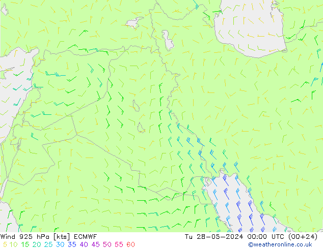 wiatr 925 hPa ECMWF wto. 28.05.2024 00 UTC