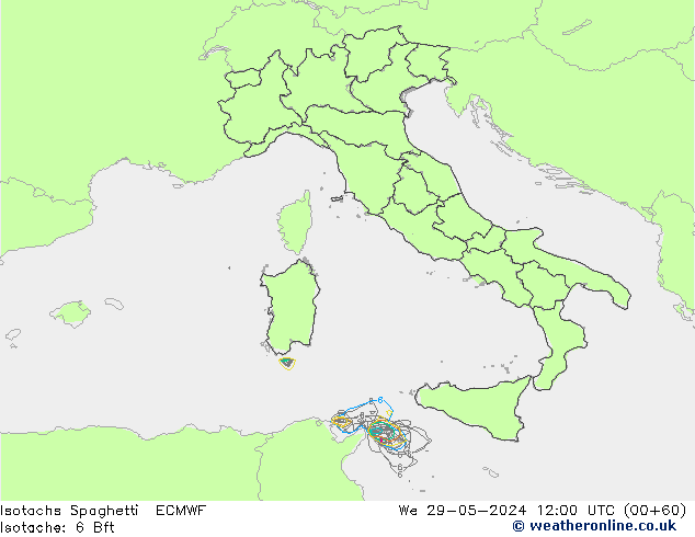 Isotachen Spaghetti ECMWF Mi 29.05.2024 12 UTC