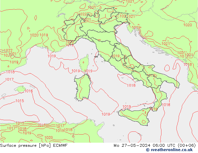 Presión superficial ECMWF lun 27.05.2024 06 UTC