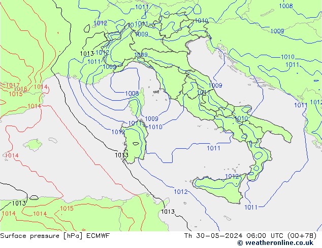 Surface pressure ECMWF Th 30.05.2024 06 UTC