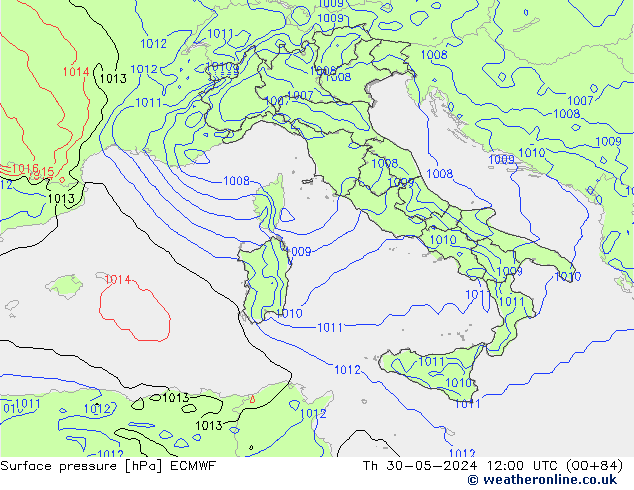 Surface pressure ECMWF Th 30.05.2024 12 UTC