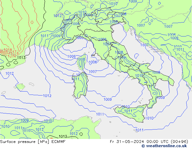 pressão do solo ECMWF Sex 31.05.2024 00 UTC