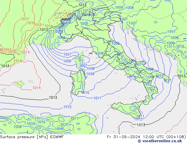 Surface pressure ECMWF Fr 31.05.2024 12 UTC