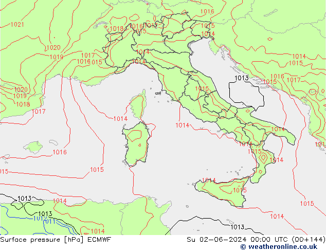 Bodendruck ECMWF So 02.06.2024 00 UTC