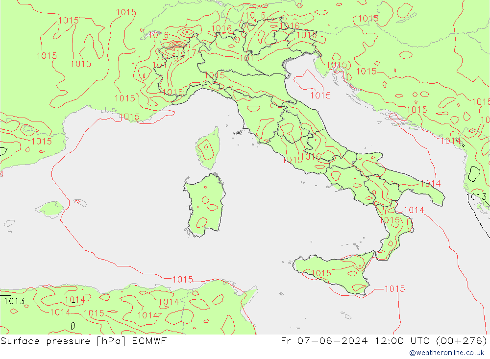 Surface pressure ECMWF Fr 07.06.2024 12 UTC