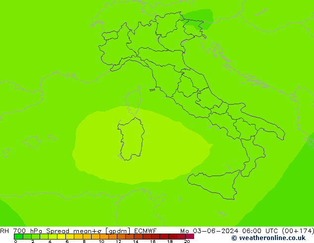 RH 700 hPa Spread ECMWF Mo 03.06.2024 06 UTC