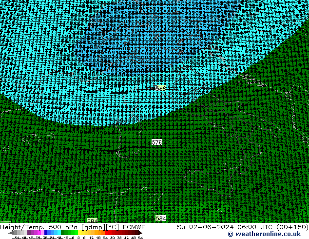 Height/Temp. 500 hPa ECMWF nie. 02.06.2024 06 UTC