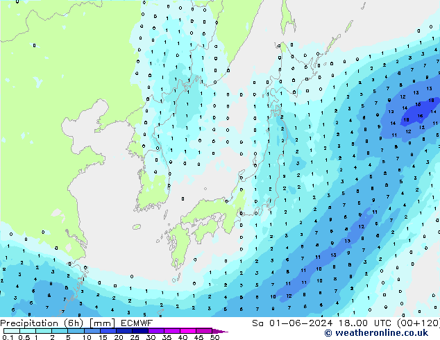 opad (6h) ECMWF so. 01.06.2024 00 UTC