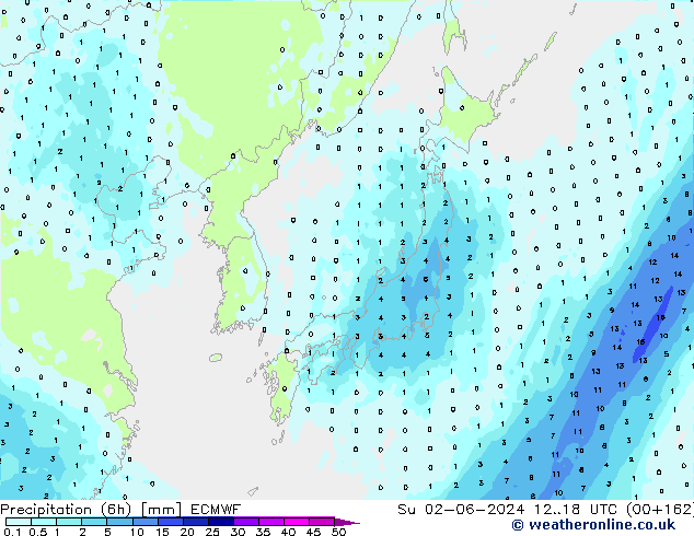 Precipitação (6h) ECMWF Dom 02.06.2024 18 UTC