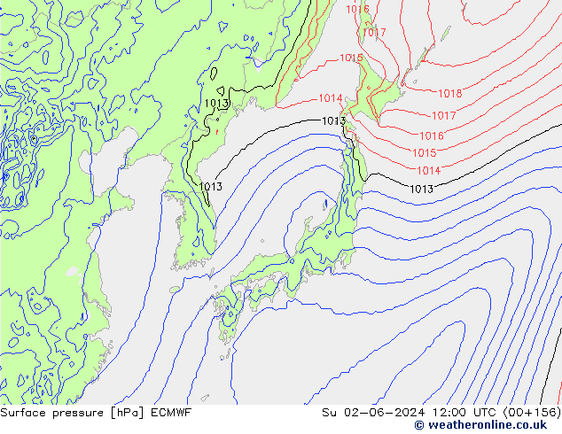 Yer basıncı ECMWF Paz 02.06.2024 12 UTC