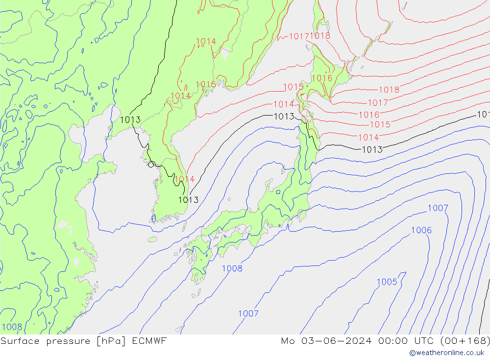 Surface pressure ECMWF Mo 03.06.2024 00 UTC