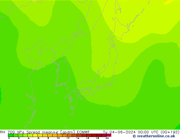 RH 700 hPa Spread ECMWF Tu 04.06.2024 00 UTC