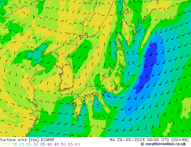 Rüzgar 10 m ECMWF Çar 29.05.2024 00 UTC