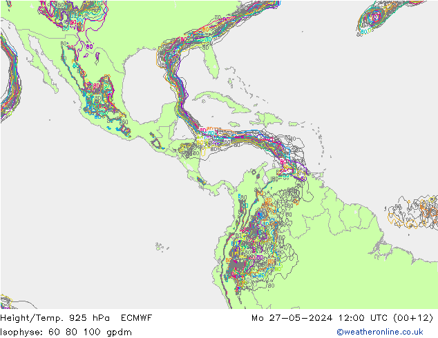 Height/Temp. 925 hPa ECMWF lun 27.05.2024 12 UTC