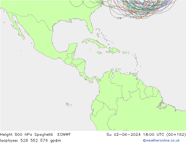 Height 500 hPa Spaghetti ECMWF Ne 02.06.2024 18 UTC