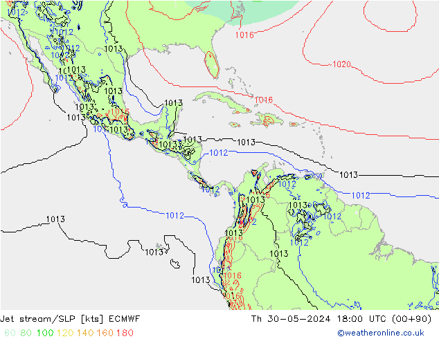 Jet stream ECMWF Qui 30.05.2024 18 UTC