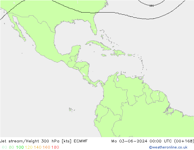 Jet stream/Height 300 hPa ECMWF Mo 03.06.2024 00 UTC