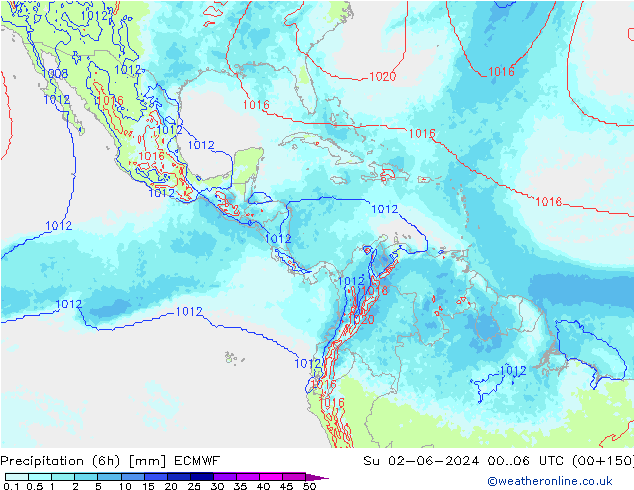 Nied. akkumuliert (6Std) ECMWF So 02.06.2024 06 UTC