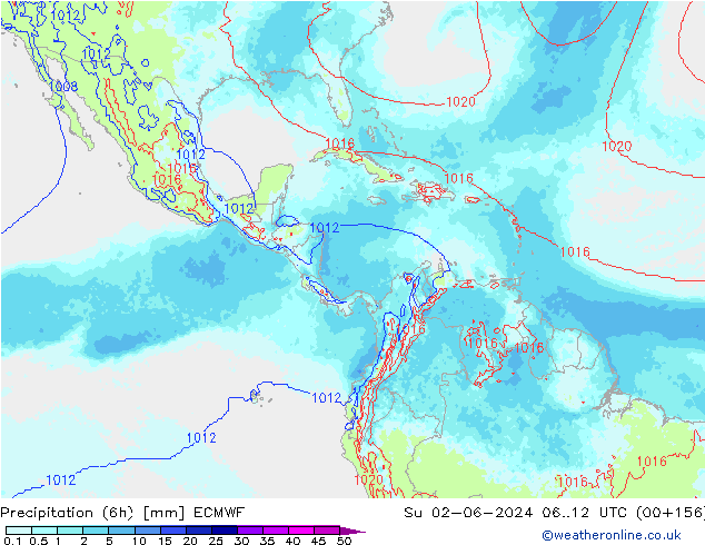 Precipitation (6h) ECMWF Ne 02.06.2024 12 UTC