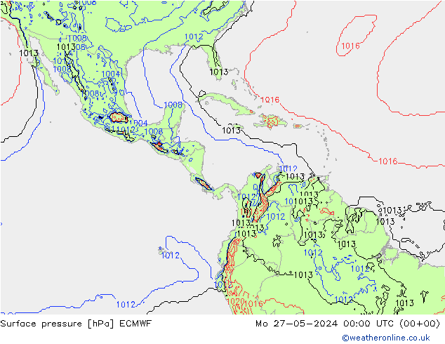 приземное давление ECMWF пн 27.05.2024 00 UTC