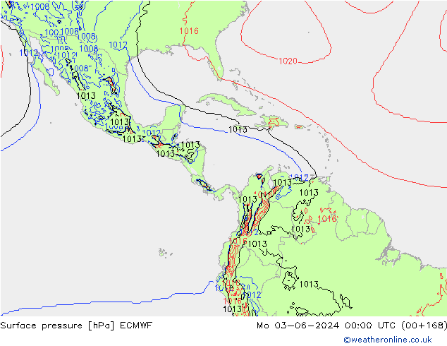 Atmosférický tlak ECMWF Po 03.06.2024 00 UTC