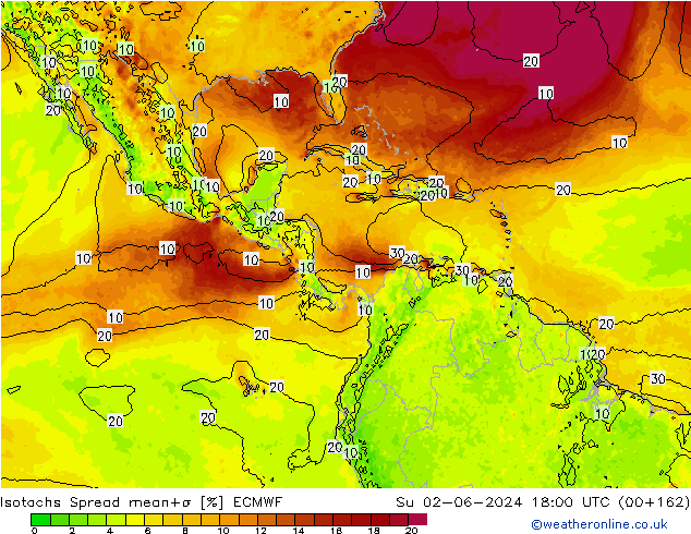 Isotachs Spread ECMWF Ne 02.06.2024 18 UTC