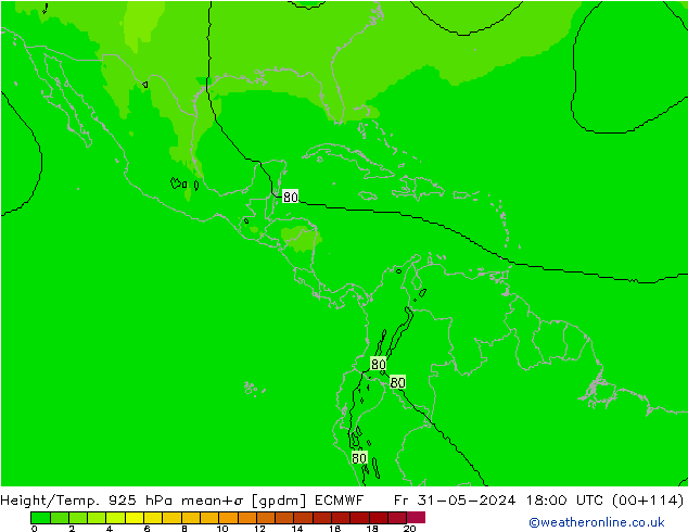 Géop./Temp. 925 hPa ECMWF ven 31.05.2024 18 UTC