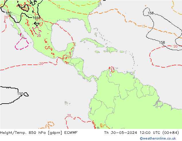 Height/Temp. 850 гПа ECMWF чт 30.05.2024 12 UTC