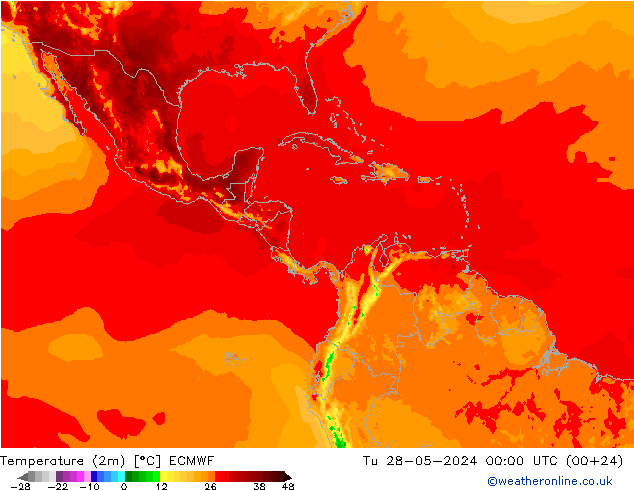 Sıcaklık Haritası (2m) ECMWF Sa 28.05.2024 00 UTC