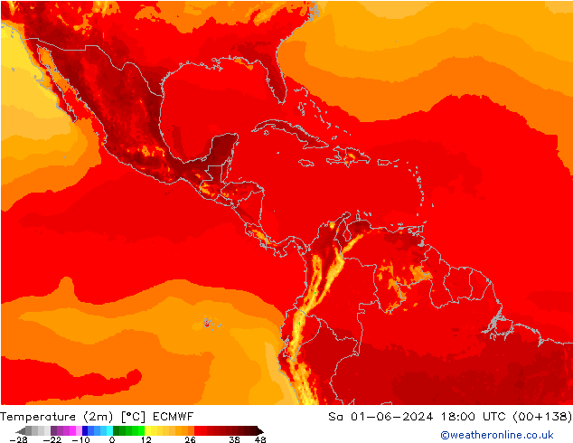 Temperature (2m) ECMWF So 01.06.2024 18 UTC