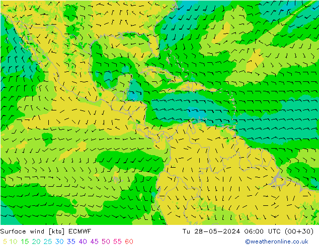 Surface wind ECMWF Tu 28.05.2024 06 UTC