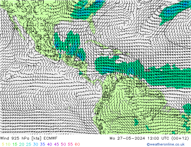 Viento 925 hPa ECMWF lun 27.05.2024 12 UTC