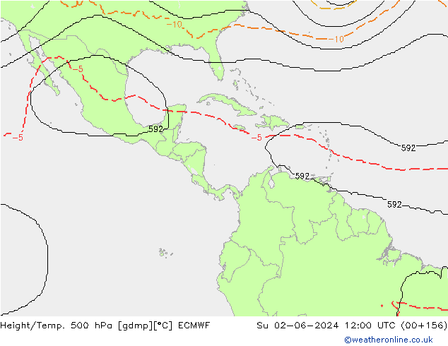 Height/Temp. 500 гПа ECMWF Вс 02.06.2024 12 UTC