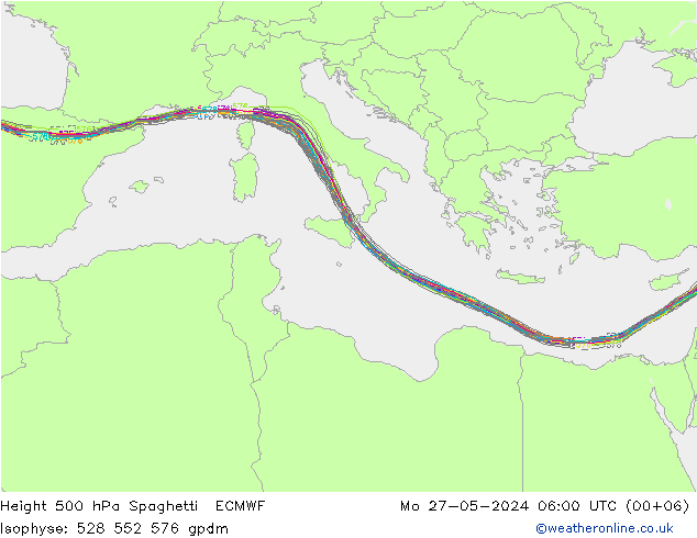 500 hPa Yüksekliği Spaghetti ECMWF Pzt 27.05.2024 06 UTC