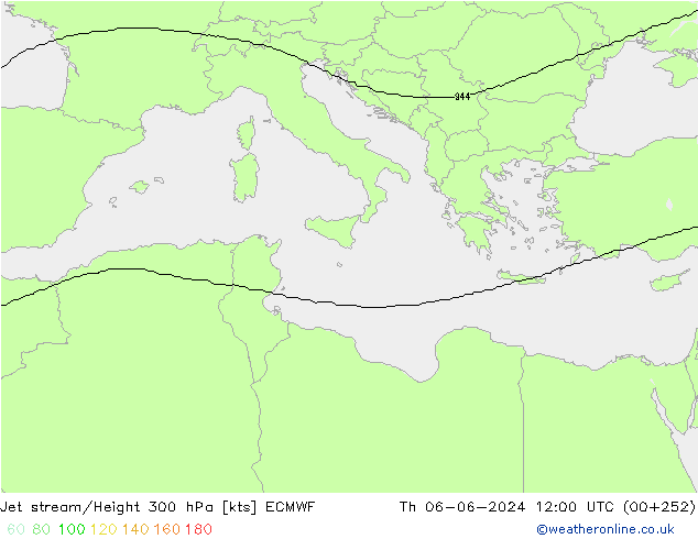 Jet stream/Height 300 hPa ECMWF Th 06.06.2024 12 UTC