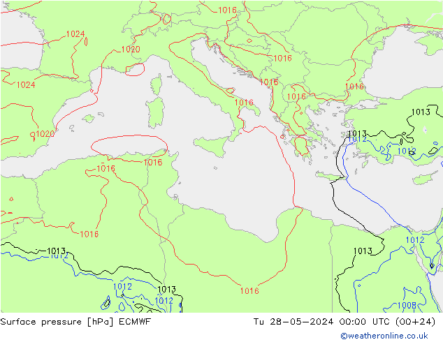 Surface pressure ECMWF Tu 28.05.2024 00 UTC