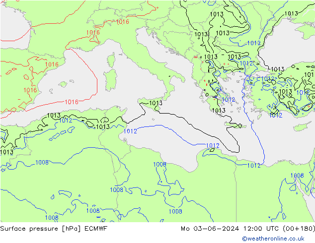 ciśnienie ECMWF pon. 03.06.2024 12 UTC